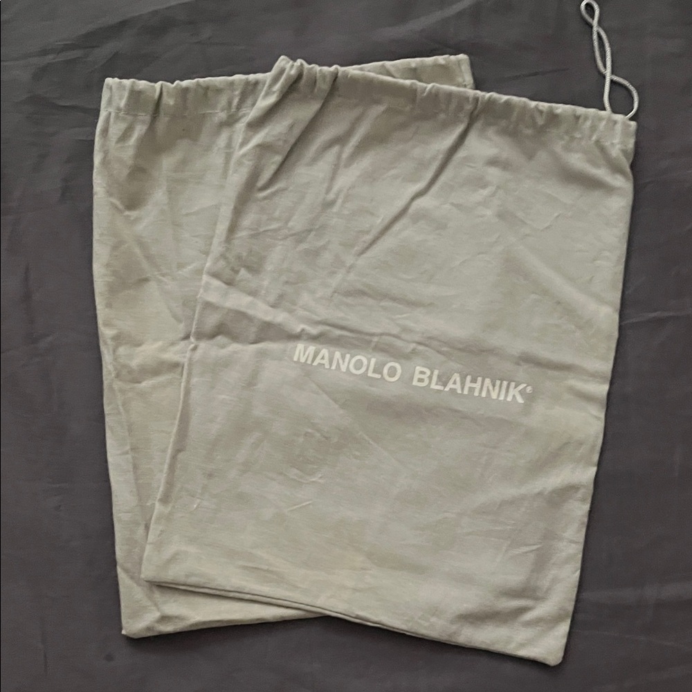 (2) Manolo Blahnik Light Gray Shoe Bags